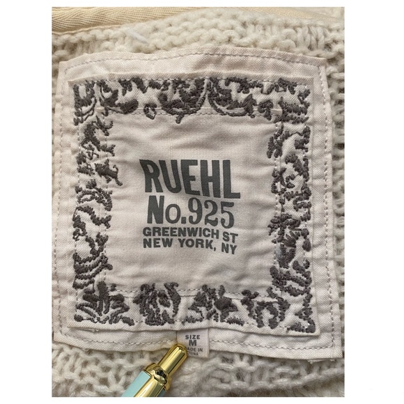 Ruehl 925 Y2K Cream Wool Cashmere Blend Button Up Cable Knit Sweater Size Medium - Picture 9 of 10